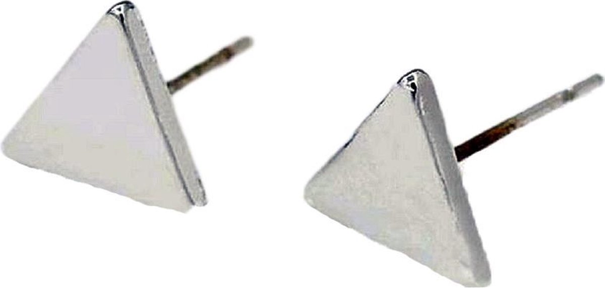 Rhylane – Driehoek Oorknopjes Minimalistisch Zilverkleurig – Cadeau Oorbellen – Vrouwen – 5 x 5 mm