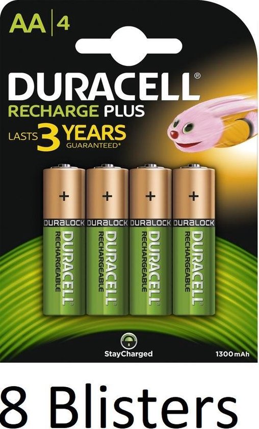 Piles rechargeables AA Duracell - Blister de 4 - LR06 - 2500 mAh - Alcaline  de Piles rechargeables