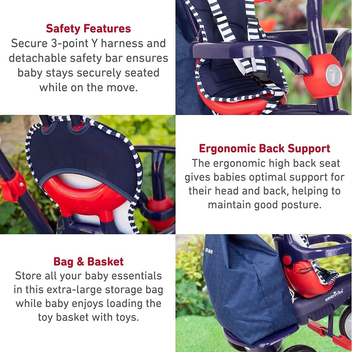 SmarTrike Swirl™ - Blauw Rood - Driewieler met Duwstang 4in1