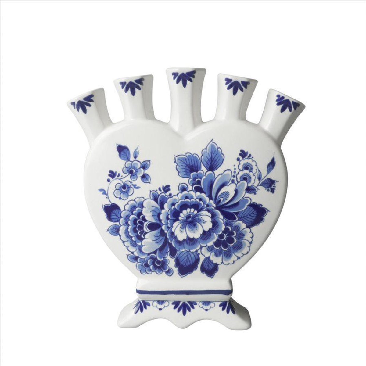 Tulpenvaas - Hartvormig - Molen - hoogte 18 cm - Heinen Delfts blauw - Hollandse cadeautjes - Holland souvenir - Vensterbank vaas