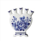 Tulpenvaas hartvorm bloem molen | Heinen Delfts Blauw | Delfts blauwe vaas | Tulpenvaas |