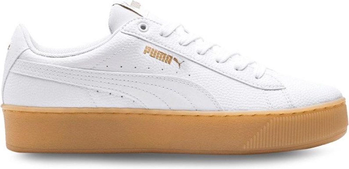 Puma Vikky Platform Sneakers - Maat 38 - Vrouwen - wit/bruin | bol.com