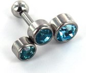 Helix piercing 3 steentjes rond aqua ©LMPiercings
