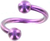 Titanium Geanodiseerd Paars Twister Balls 1,6 mm x 8 mm ©LMPiercings