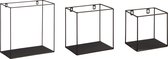 Wandrek LEEN - Zwart - Metaal - 30 x 15 x 30 cm - Set van 3