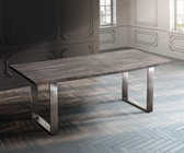 Massief houten tafel Live-Edge Acacia Platinum 200x100 boven 3,5cm frame smal boomtafel