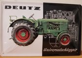 Deutz tractor universal reclamebord van metaal 30 x 20 cm GEBOLD EN MET RELIEF METALEN-WANDBORD- RECLAMEBORD - MUURPLAAT - VINTAGE - RETRO - HORECA- WANDDECORATIE -TEKSTBORD - DECO