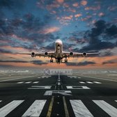 Schilderij - Opstijgende Vliegtuig , Multikleur , 3 maten , Premium print