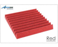 Akoestisch Studioschuim, Geluidsdemping panelen, Wedge Tiles - 25 x 25 x 5 cm - Rood