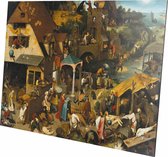Pieter Brueghel the Elder | The Dutch Proverbs | Aluminium | Schilderij | Wanddecoratie | 60 x 90