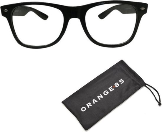 Succes Vleien douche Orange85 nerdbril zwart zonder sterkte - inclusief hoesje - Wayfarer model  | bol.com