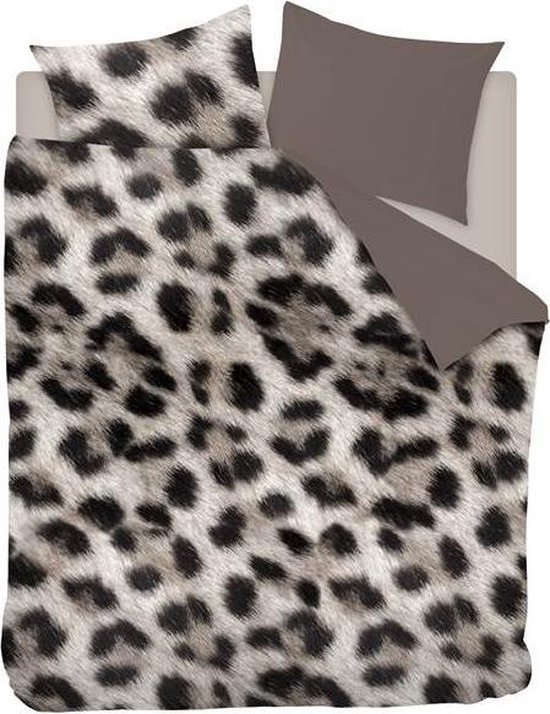 Snoozing Jaguar - Flanel - Dekbedovertrek - Tweepersoons - 200x200/220 cm + 2 kussenslopen 60x70 cm - Taupe
