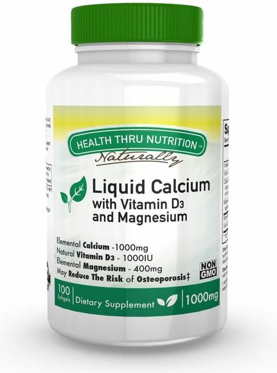 Calcium 1000 mg / Magnesium 400 mg + 1000iu D3 (non-GMO) (100 Softgels ...