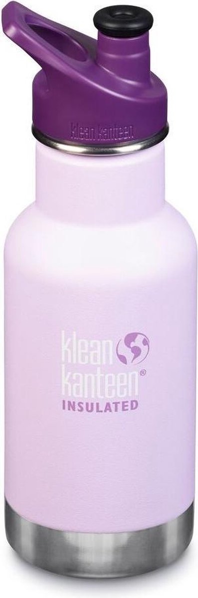 Klean Kanteen - Kid 12oz - 355ml geisoleerde RVS drinkfles - Sportcap - Sugar Plum Fairy Paars - Drinkfles voor school of sport.