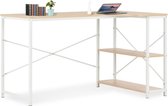 Stijlvolle Computer bureau Wit bruin (Incl organizer) 120x72x70cm - Computerbureau - Werktafel - Schrijftafel - Tekentafel