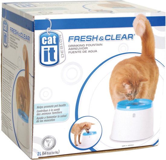 Catit Fresh And Clear – Drinkfontein Kat – Blauw /Wit – 2 L