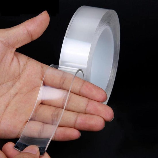 Nano tape - Ruban double face - transparent - 3 mètres - le ruban le plus résistant du marché - réutilisable - lavable