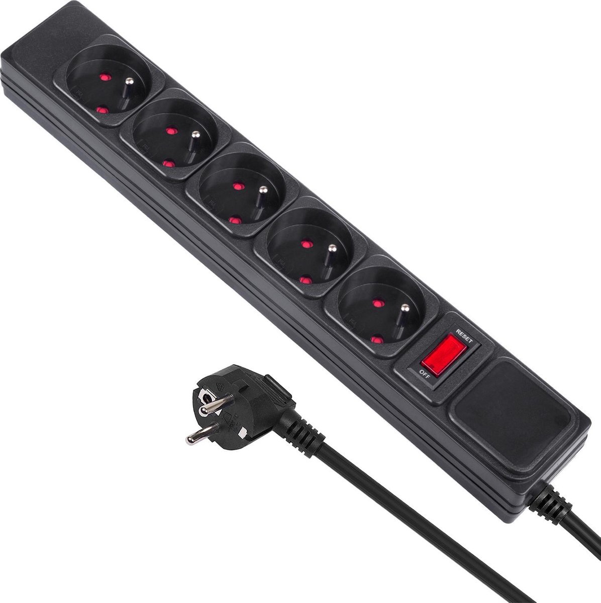 Maclean - Stekkerdoos met schakelaars 5 stopcontacten - kabel 1.5m met Penaarde