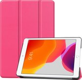 Hoes Geschikt voor iPad 10.2 2019 Hoes Book Case Hoesje Trifold Cover - Hoesje Geschikt voor iPad 7 Hoesje Bookcase - Roze