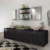 Complete Badkamer Meubelset (Incl 3 handdoeken) zwart met Wasbak - Badkamerset - Meubelset badkamer