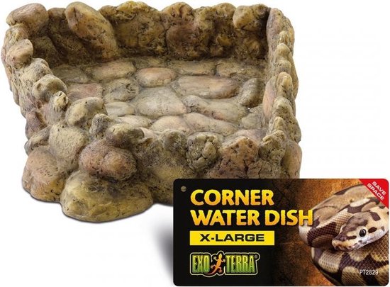 Exo Terra - Eet- En Drinkgerei - Reptielen - Corner Water Dish M - 14x16x4cm Bruin - 1st