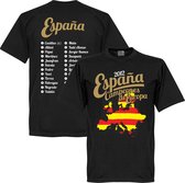 Spanje Campeones Squad Euro 2012 T-Shirt - Zwart - 3XL