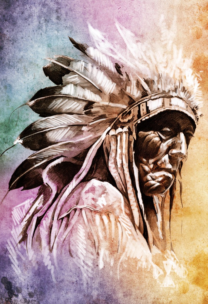 Flitzz Diamond Painting Indiaan - 50 x 75 cm - Volledige bedekking - 70 kleuren