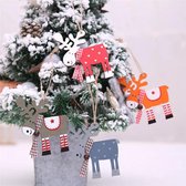 Suspensions de Noël lot de 4 - Cintres de sapin de Noël en bois - Rennes - Décoration de Noël - Rouge, orange, gris, bleu