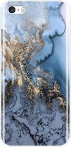 Marmer Back cover voor Apple iPhone 5 / 5s - iPhone SE - Blauw - Goud - TPU