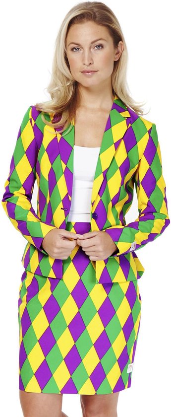 OppoSuits Harlequeen - Costume Femme - Coloré - Carnaval - Taille 36