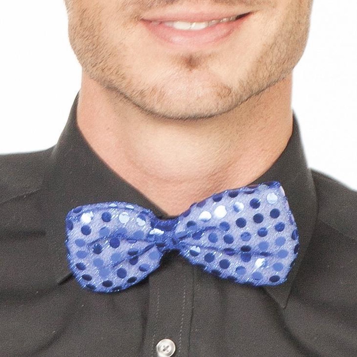 Strik pailletten blauw