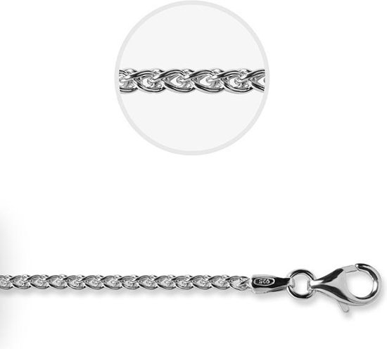 Jewels Inc. - Vossenstaart Ketting met Karabijnsluiting - 2.0mm Dik - Lengte 42cm - Gerhodineerd Zilver 925