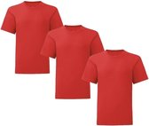 Senvi Kids 3 Pack T-Shirt Ronde Hals Maat: 128 - Kleur: Rood