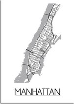 DesignClaud Manhattan NYC Plattegrond poster A3 + Fotolijst zwart