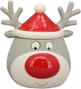 Snoeppot rendier in grijs en rood