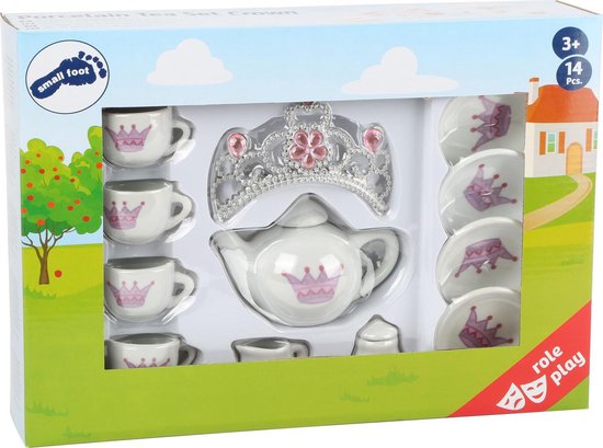 Porseleinen kinder theeservies - Prinsessen kroon - 14-Delig | bol
