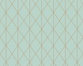 GRAFISCHE RUITEN BEHANG - Turquoise Goud - AS Creation DESIGNDSCHUNGEL 2 by Laura Noltemeyer