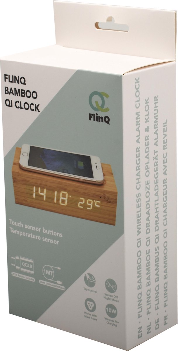 FlinQ Bamboe Wekker QI Oplader | bol.com