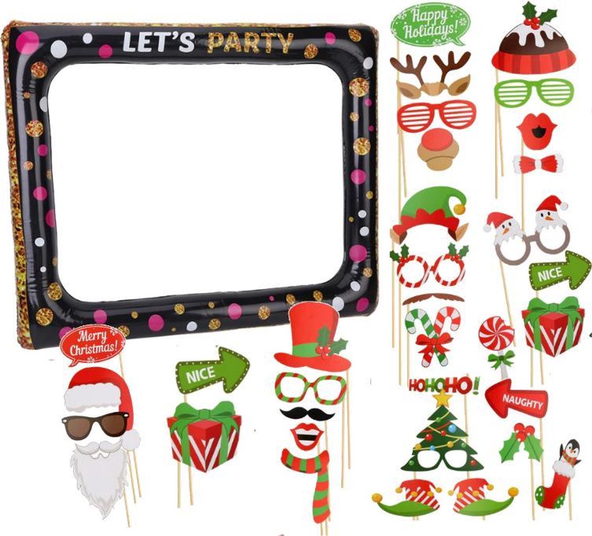 Photobooth frame met 32 kerst props Opblaasbare photo booth