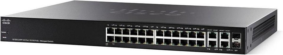 Cisco SF350-24 Managed L2/L3 Fast Ethernet (10/100) Zwart