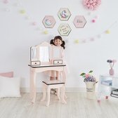Teamson Kids -Speelgoedkaptafel|Little Lady Gisele make-uptafel met stoeltje roze/zwart TD-13028P