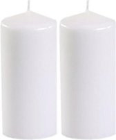 2x Bougies piliers blanches 10 cm - Diamètre 5 cm - Bougie décorative 16 heures