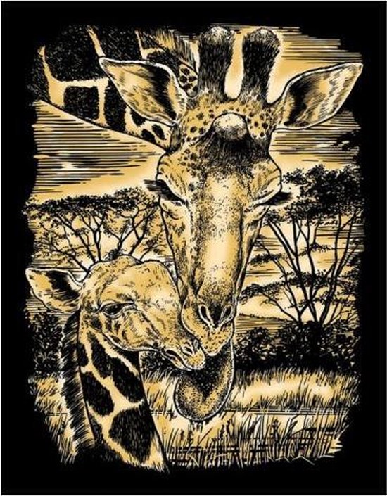 Sequin Art • Krasfolie goud Giraf en kalf