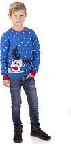 Amantes Foute kersttrui - Blauw met rendier – Voor kinderen - maat 140/146 - Incl. Giftbox