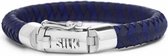 SILK Jewellery - Zilveren Armband - Arch - 326BBU.20 - blauw/zwart leer - Maat 20