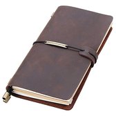 Luxe Leren Notitieboek a5 Met Gelinieerd & Blanco Papier | 100% Buffel Leer | Hervulbaar & Herschrijfbaar | 2 Soorten Notitieboeken | Notebook | Notitieboek leer | Koffie