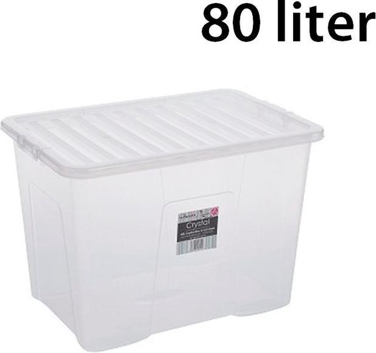 Kunststof Opbergbox 80 liter | 60 x 40 x 42 cm | Transparant met deksel |  bol.com