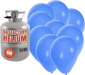 Helium tank met 50 blauwe ballonnen - Blauw - Heliumgas met ballonnen voor een thema feest