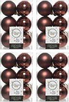 48x Mahonie bruine kunststof kerstballen 6 cm - Mat/glans - Onbreekbare plastic kerstballen - Kerstboomversiering mahonie bruin