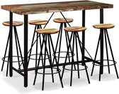 Barset 7 delig (incl Houten dienblad) Massief Teruggewonnen Hout - Bartafel set - Bar kruk - Hoge Stoel - Bar stoeltje - Bar Krukje - Barkruk - Bartafel met barstoelen